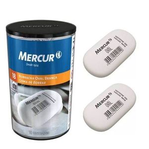 Borracha Mercur Oval Branco 18 Unidades