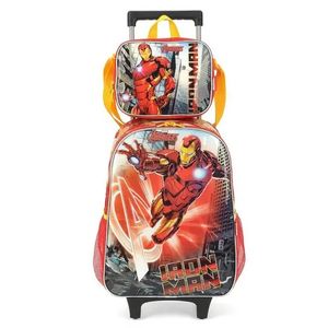 Kit Mochila de Carrinho + Lancheira Homem de Ferro