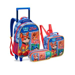 Kit Mochila Com Rodinhas Infantil Dog Heroes Escolar