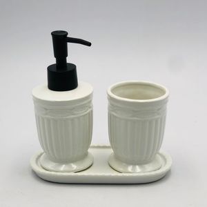 CJ 3PC P/BANHEIRO DE CERAMICA GREECE BRANCO E PRETO FOSCO