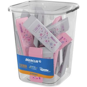 Borracha Mercur Tr Decorada 30 Unidades Rosa/Branco