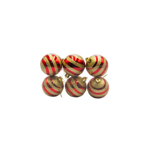 Bola Nat Decor 8cm 6p Vm/Ouro Mt1753