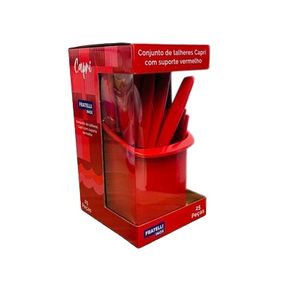 Conjunto Talheres Capri 25 Peças Vermelho