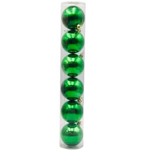 Bola Natalina Lisa 7cm 6 Peças Verde