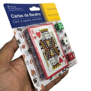 Cartas de Baralho com 3 Dados de Plástico