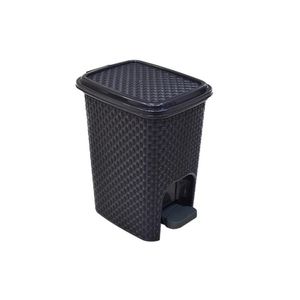Lixeira Pedal Retrátil Plástico Retangular Rattan Preto 7L