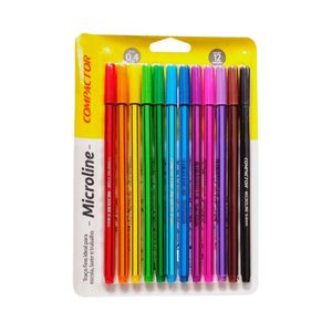 Caneta Fineliner Compactor Microline 0.4mm 12 Cores
