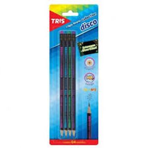 Lápis Preto com Borracha Tris Disco 4 Peças