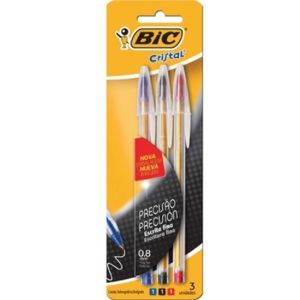 Caneta Bic Cristal Fina 3 Cores