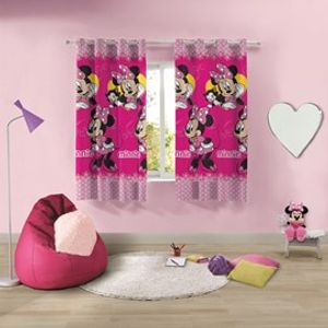 Cortina com ilhos Microfibra Infantil Estampada Minnie 1,50 m x 1,80 m Com 2 pecas - Produto Importado - 7891354237777