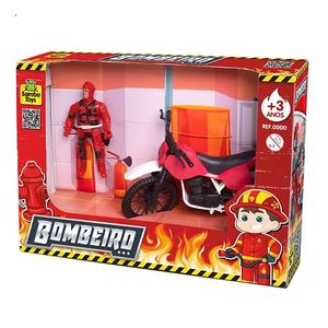 Moto com Boneco Bombeiro Samba Toys