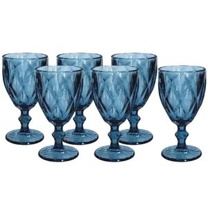 Taça de Vidro Casaambiente Diamond 6 peças Azul